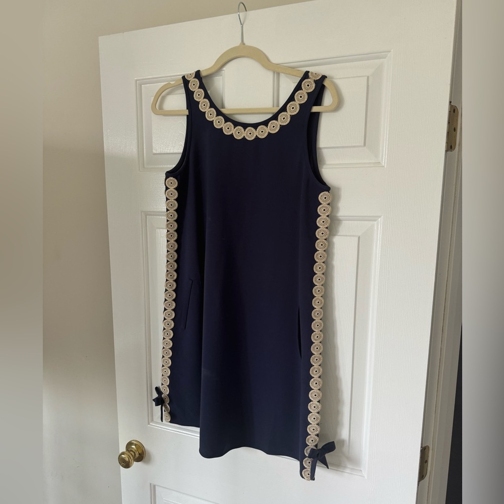 Lilly Pulitzer swing dress navy blue gold NWOT